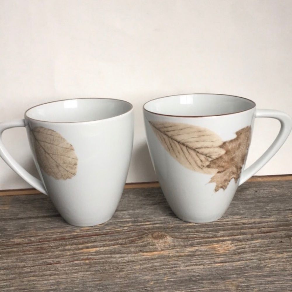 Boho fall mugs with leaves fine porcelain nature tree simple cups coffee nature